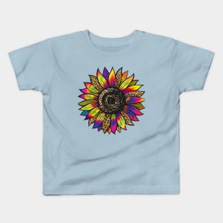 Vibrant Blooms the Tie Dye Sunflower Kids T-Shirt